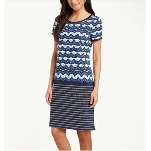 Tommy Bahama T Shirt Dress Womens Medium Blue Making Waves Pima Cotton Beachy